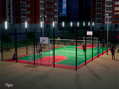 Готовая спортивная площадка для улицы TORUDA SP-3 (21х10, игровое поле 18х9)